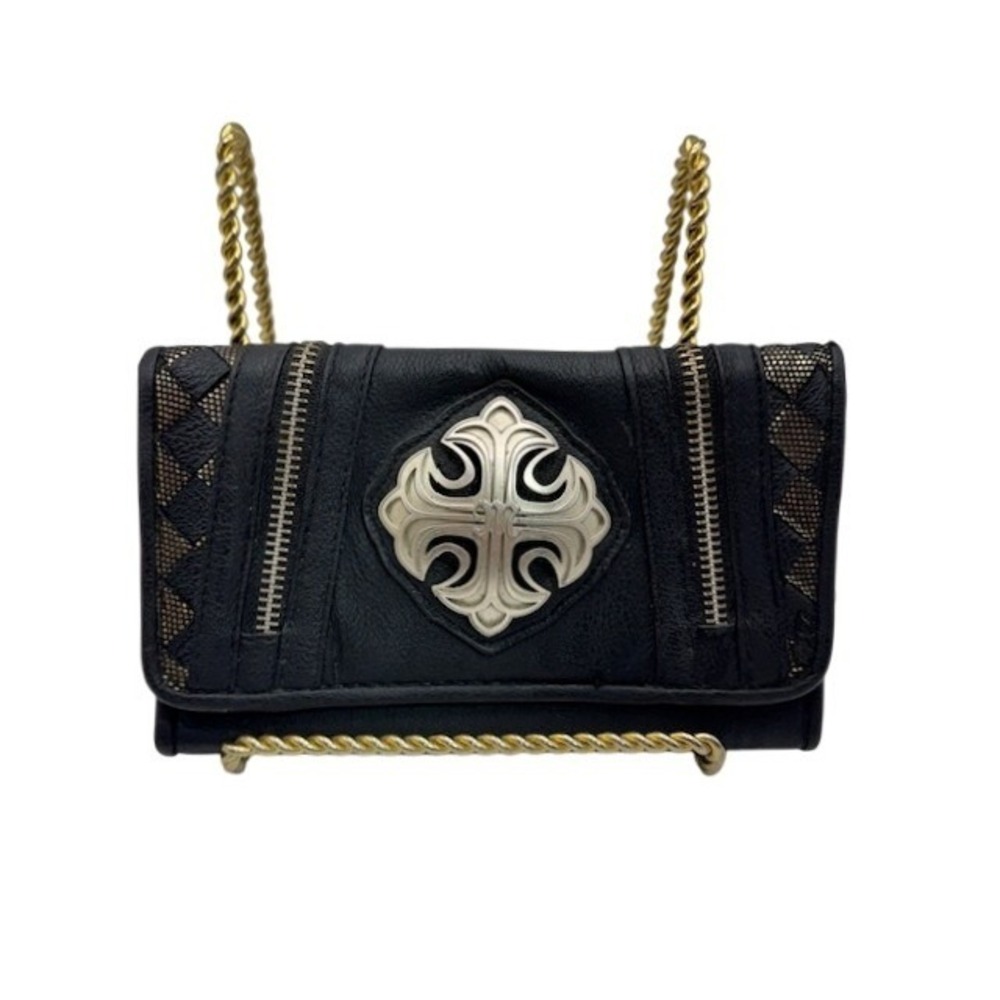 Vintage Y2K Women's Trifold Miss Me Wallet Gothic Cross Studs and Zippers